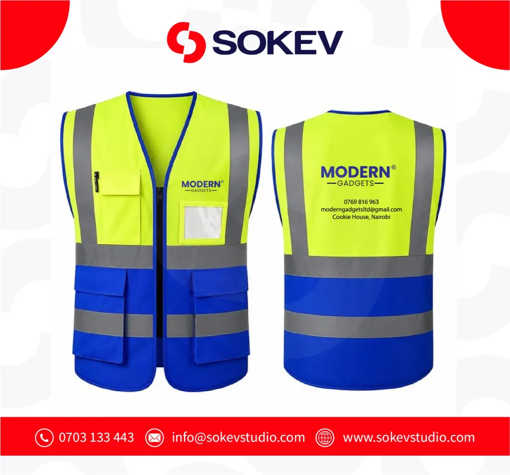 2-Colour Branded Reflective Safety Vest with Multi-Pocket Design