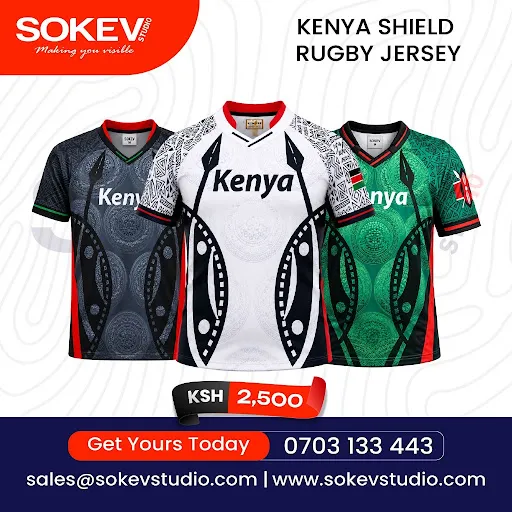 Kenya Shield Rugby Jersey | Custom Athletic Sportswear & Fan Apparel – Sokev Studio (Green, S)